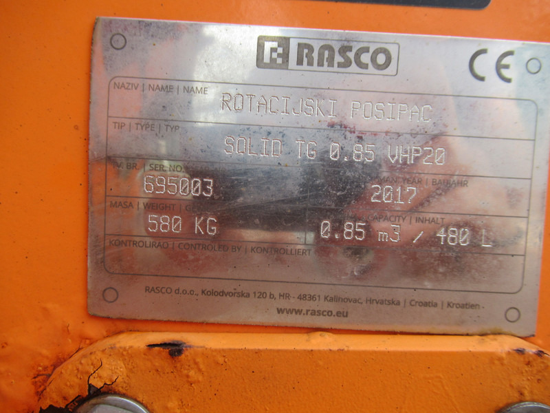 Распрскувач на песок/ Сол RASCO SOLID TG 0.85 VHP20 0.85M3 + 480L Salz Salt Spreader ROTACIJSKI POSIPAC: слика 10