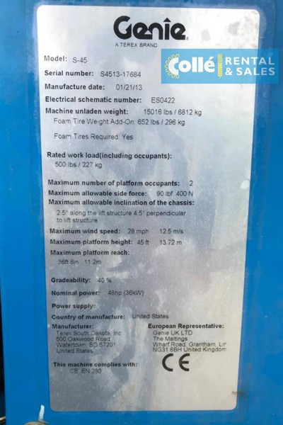 Телескопска платформа Genie S-45 | 2013: слика 17