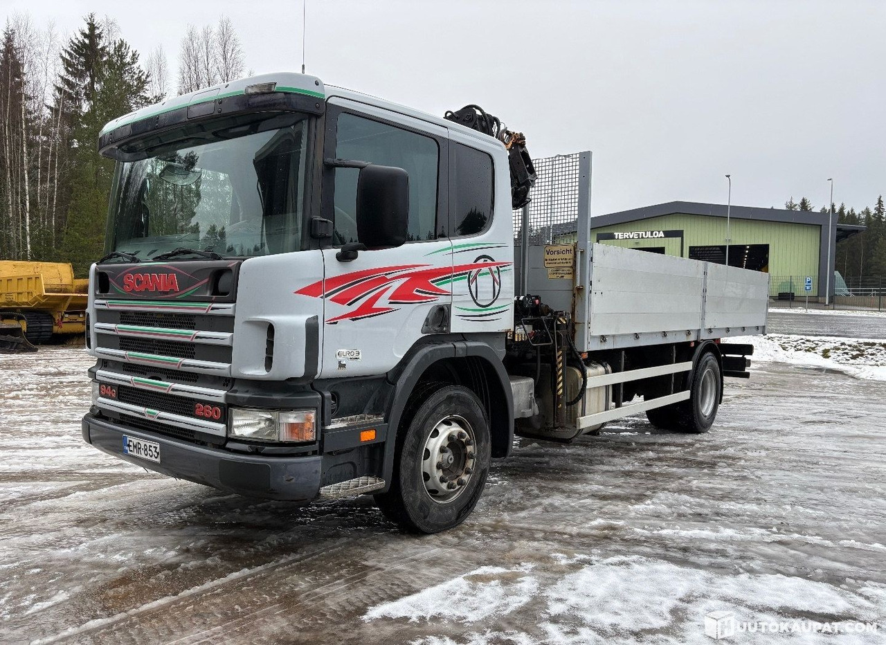 Scania G94 260 hp, 4x2, with HIAB crane and aluminium-sided flatbed, 2001, Kurikka - Камион со платформа, Камион со кран: слика 1 Scania G94 260 hp, 4x2, with HIAB crane and aluminium-sided flatbed, 2001, Kurikka - Камион со платформа, Камион со кран: слика 1