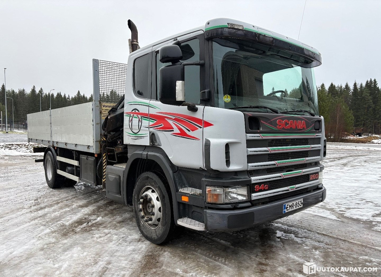 Scania G94 260 hp, 4x2, with HIAB crane and aluminium-sided flatbed, 2001, Kurikka - Камион со платформа, Камион со кран: слика 2 Scania G94 260 hp, 4x2, with HIAB crane and aluminium-sided flatbed, 2001, Kurikka - Камион со платформа, Камион со кран: слика 2