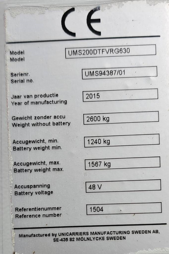 Вилушкар со подигнување UniCarriers UMS 200 DTFVRG630: слика 14
