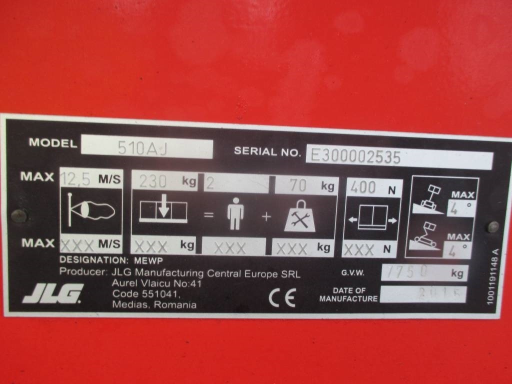 Дигачка зглобна платформа JLG 510 AJ: слика 15