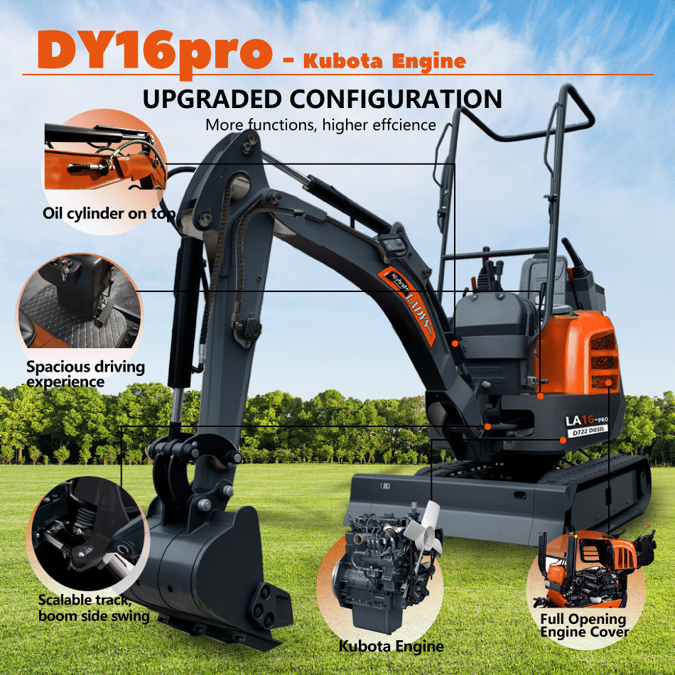 LADYS LA16Pro Mini Excavator Digger Miniexcavadora EPA Kubota Engine Mini Excavator For Sale With Mini Excavator Attachment Set - Мини багер: слика 3 LADYS LA16Pro Mini Excavator Digger Miniexcavadora EPA Kubota Engine Mini Excavator For Sale With Mini Excavator Attachment Set - Мини багер: слика 3