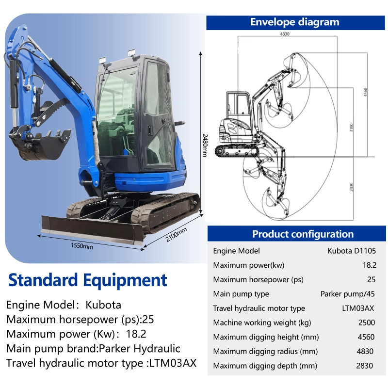 LEZUM DY25U Mini Excavator Digger Miniexcavadora EPA Kubota Engine Mini Excavator For Sale With Mini Excavator Attachment Set - Багер гасеничар: слика 2 LEZUM DY25U Mini Excavator Digger Miniexcavadora EPA Kubota Engine Mini Excavator For Sale With Mini Excavator Attachment Set - Багер гасеничар: слика 2