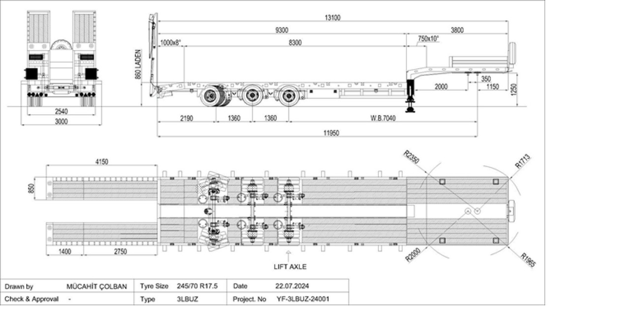 YALCIN 3 ESSIEUX STD - Полуприколка за низок утовар: слика 3 YALCIN 3 ESSIEUX STD - Полуприколка за низок утовар: слика 3