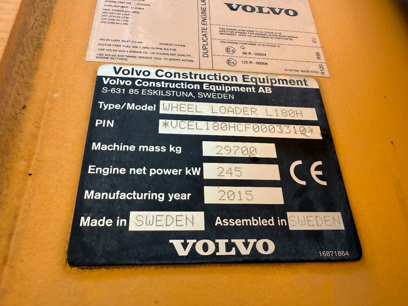 Натоварувач на тркала Volvo L180H CDC First Owner Orginal: слика 17 Натоварувач на тркала Volvo L180H CDC First Owner Orginal: слика 17