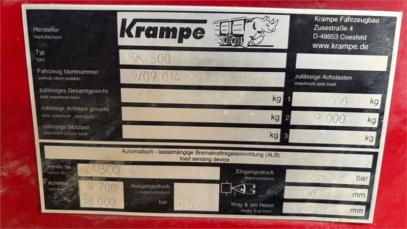 Krampe SK 550 Entreprenørvogn med Hardox kasse SK 500 - Земјоделска приколка за истурање/ Истурач: слика 5 Krampe SK 550 Entreprenørvogn med Hardox kasse SK 500 - Земјоделска приколка за истурање/ Истурач: слика 5