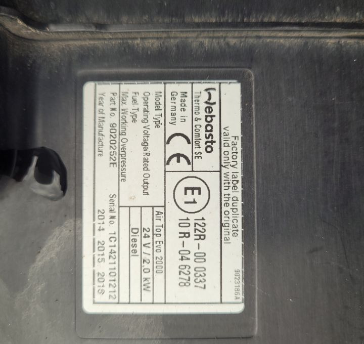 WEBASTO RENAULT RANGE T ORYGINAL - Греење/ Вентилација за Камион: слика 2 WEBASTO RENAULT RANGE T ORYGINAL - Греење/ Вентилација за Камион: слика 2