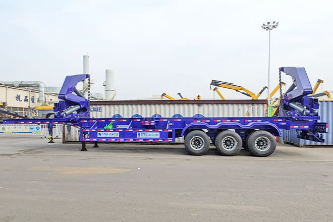 XCMG 40Ft Shipping Container Side Loader for Sale in Argentina - Транспортер на контејнер/ Полуприколка со променливо тело: слика 1 XCMG 40Ft Shipping Container Side Loader for Sale in Argentina - Транспортер на контејнер/ Полуприколка со променливо тело: слика 1