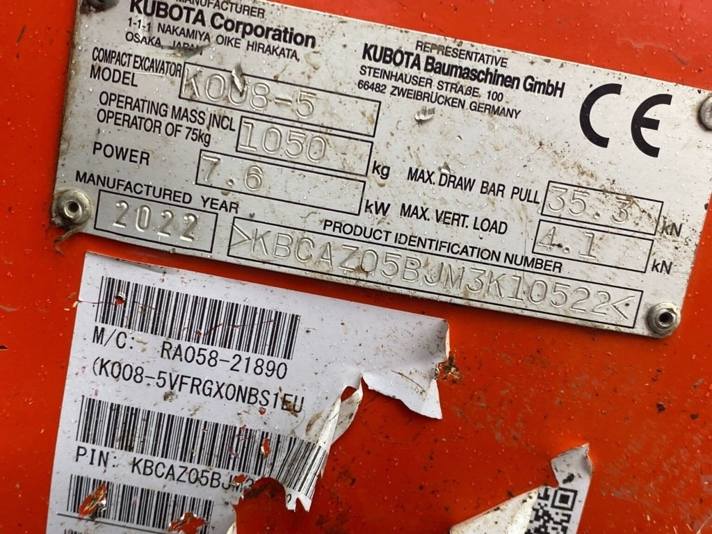 Kubota K008-5 - Мини багер: слика 5 Kubota K008-5 - Мини багер: слика 5