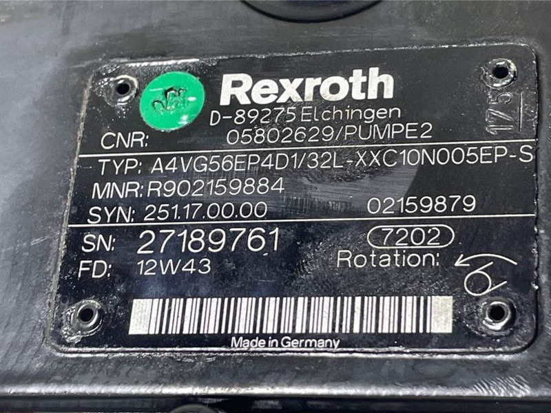 Bomag -Rexroth A4VG56EP4D1/32L-Drive pump/Fahrpumpe - Хидраулика за Градежна машина: слика 4 Bomag -Rexroth A4VG56EP4D1/32L-Drive pump/Fahrpumpe - Хидраулика за Градежна машина: слика 4