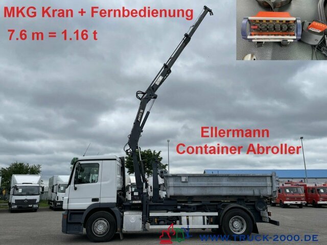 Mercedes-Benz 1841L Abroller + Kran + FB 7.6m=1.2 t. - Камион со кука за подигање, Камион со кран: слика 1 Mercedes-Benz 1841L Abroller + Kran + FB 7.6m=1.2 t. - Камион со кука за подигање, Камион со кран: слика 1