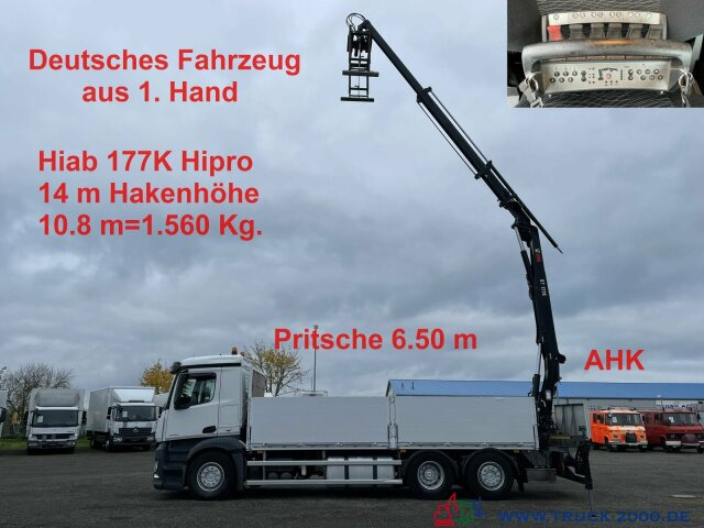 Mercedes-Benz Antos 2542 Hiab 177K HIPRO mit Funkfernbedienung - Камион со платформа, Камион со кран: слика 1 Mercedes-Benz Antos 2542 Hiab 177K HIPRO mit Funkfernbedienung - Камион со платформа, Камион со кран: слика 1