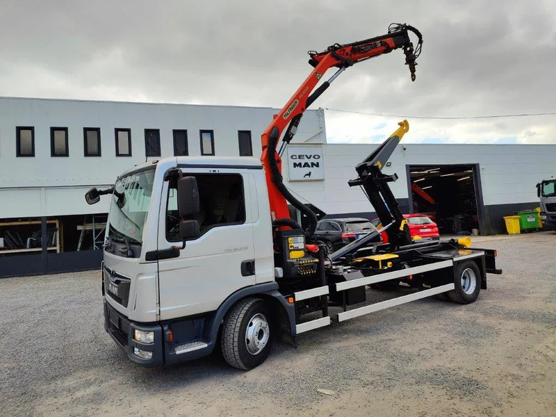 MAN TGL 12.250 Containersysteem Jimeca met kraan Palfinger PK4501 - Камион со кука за подигање, Камион со кран: слика 1 MAN TGL 12.250 Containersysteem Jimeca met kraan Palfinger PK4501 - Камион со кука за подигање, Камион со кран: слика 1
