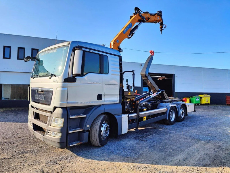 MAN TGX 26.400 6x2 Euro5 Container LEEBUR + Crane Effer 145 - Камион со кука за подигање, Камион со кран: слика 1 MAN TGX 26.400 6x2 Euro5 Container LEEBUR + Crane Effer 145 - Камион со кука за подигање, Камион со кран: слика 1