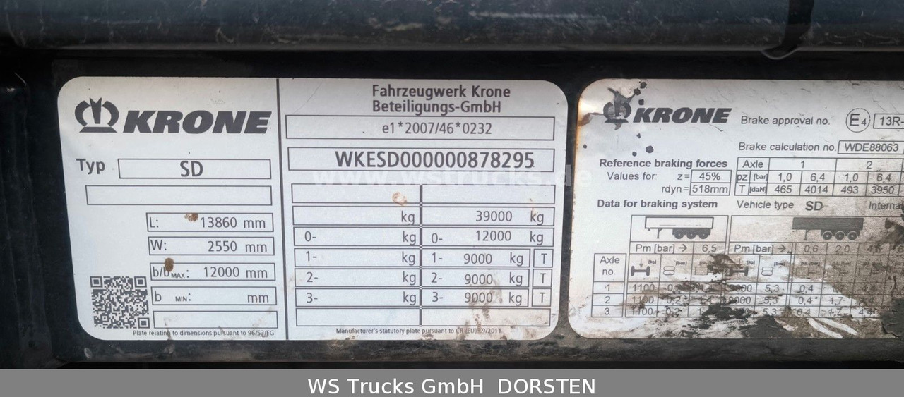 Krone SD 27 Planauflieger mit Edscha | ABS, EBS, XL - Полуприколка со церада: слика 3 Krone SD 27 Planauflieger mit Edscha | ABS, EBS, XL - Полуприколка со церада: слика 3