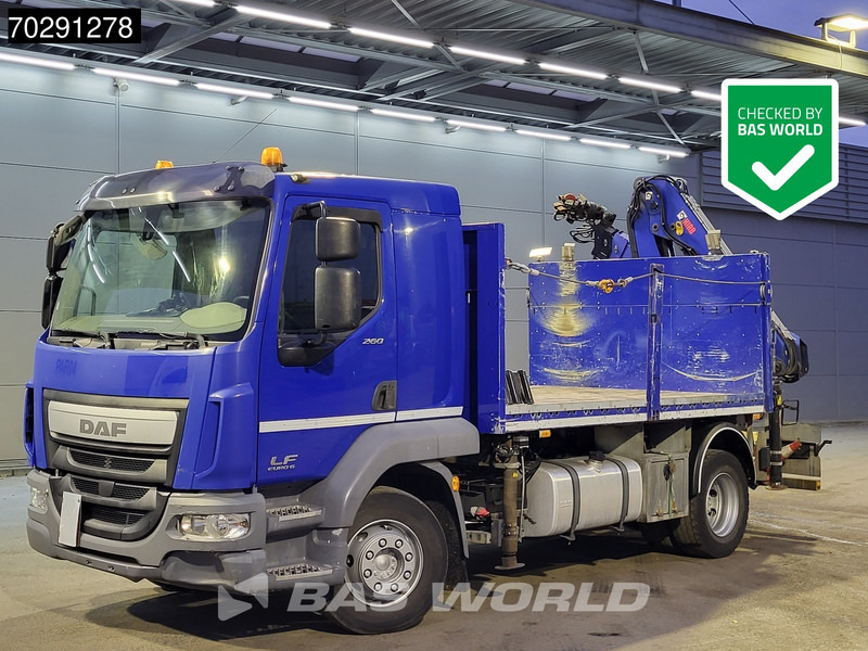 DAF LF 260 LF 4X2 Hiab 111 B-2 HIDUO Crane Kran Remote control Automatic ACC Euro 6 - Камион со платформа, Камион со кран: слика 1 DAF LF 260 LF 4X2 Hiab 111 B-2 HIDUO Crane Kran Remote control Automatic ACC Euro 6 - Камион со платформа, Камион со кран: слика 1