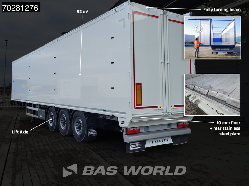 Knapen K100 10MM 92m3 3 axles NEW 92M3 10mm Liftachse - Полуприколка со подвижен под за истовар: слика 2 Knapen K100 10MM 92m3 3 axles NEW 92M3 10mm Liftachse - Полуприколка со подвижен под за истовар: слика 2