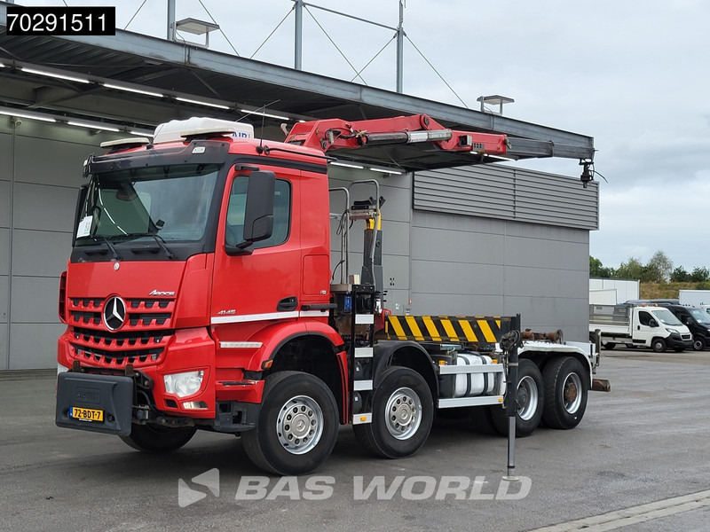 Камион со кука за подигање, Камион со кран Mercedes-Benz Arocs 4145 8X4 NL-Truck HMF RCL 5300 Crane Hyva 26-51-S Hooklift Steelsuspension Big-Axle Automatic Euro 6: слика 6