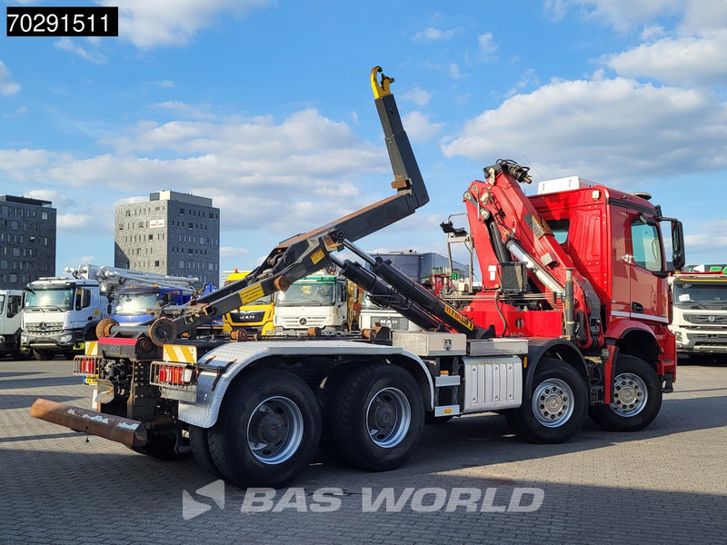 Камион со кука за подигање, Камион со кран Mercedes-Benz Arocs 4145 8X4 NL-Truck HMF RCL 5300 Crane Hyva 26-51-S Hooklift Steelsuspension Big-Axle Automatic Euro 6: слика 8