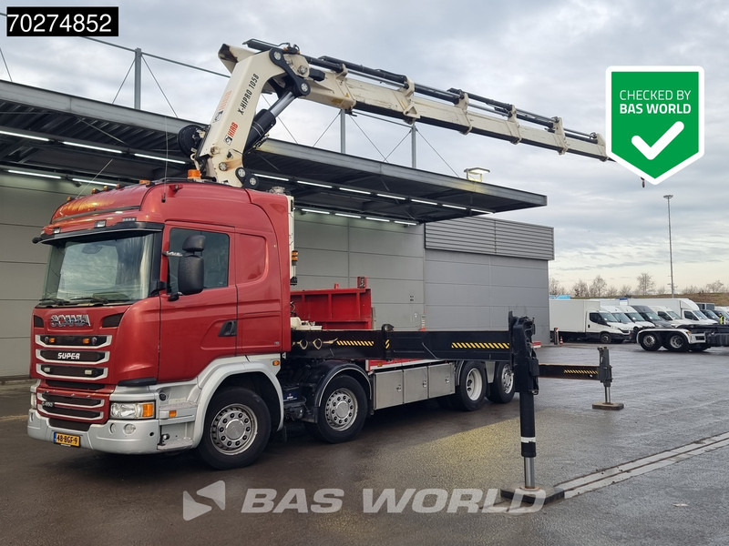 Scania G450 8X2 NL-Truck Hiab X-HIPRO 1058EP-6 Kran Front stab Retarder Euro 6 - Камион со платформа, Камион со кран: слика 1 Scania G450 8X2 NL-Truck Hiab X-HIPRO 1058EP-6 Kran Front stab Retarder Euro 6 - Камион со платформа, Камион со кран: слика 1
