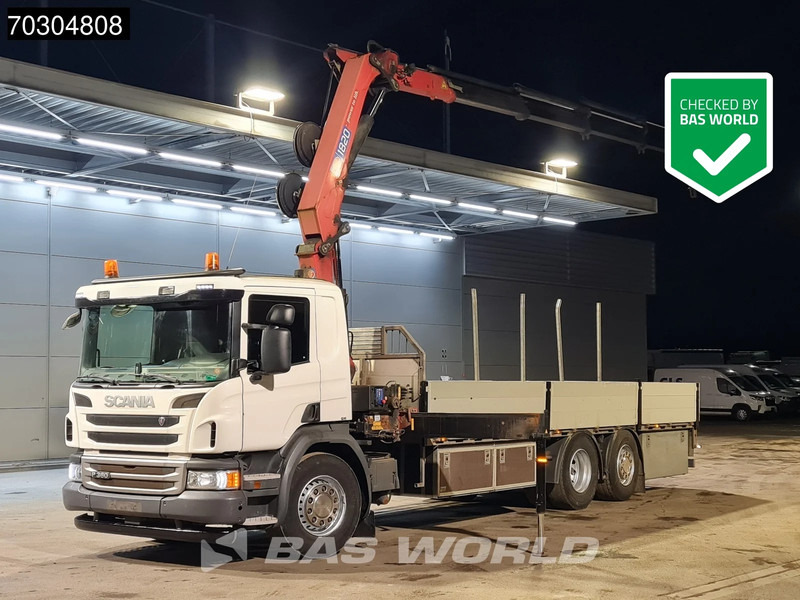 Scania P360 P 6X2 HMF 1820-K4 Kran Crane Lift+Steering Axle Air Suspension Euro 6 - Камион со платформа, Камион со кран: слика 1 Scania P360 P 6X2 HMF 1820-K4 Kran Crane Lift+Steering Axle Air Suspension Euro 6 - Камион со платформа, Камион со кран: слика 1