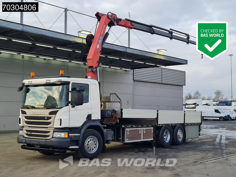 Scania P360 P 6X2 HMF 1820-K4 Kran Crane Lift+Steering Axle Air suspension Euro 6 - Камион со платформа, Камион со кран: слика 1 Scania P360 P 6X2 HMF 1820-K4 Kran Crane Lift+Steering Axle Air suspension Euro 6 - Камион со платформа, Камион со кран: слика 1