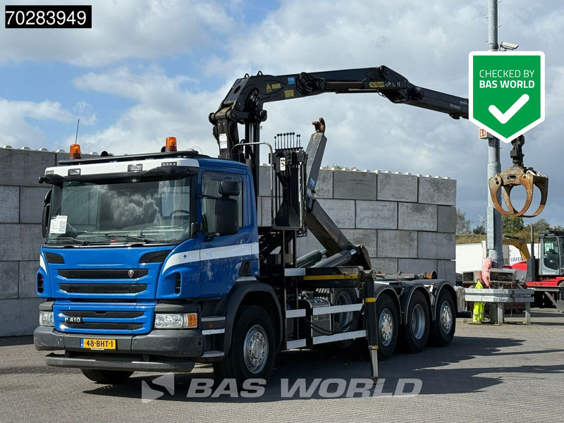 Scania P410 8X2 NL-Truck Palfinger Q150Z Crane 30T VDL hooklift Lift-Lenkachse Euro 6 - Камион со кука за подигање, Камион со кран: слика 1 Scania P410 8X2 NL-Truck Palfinger Q150Z Crane 30T VDL hooklift Lift-Lenkachse Euro 6 - Камион со кука за подигање, Камион со кран: слика 1