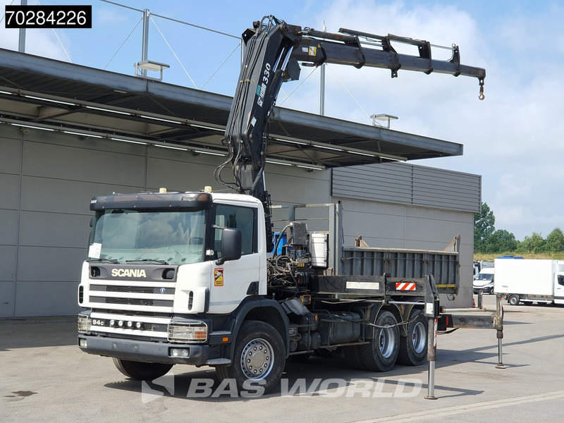 Scania P94 6X4 Hiab 330-4 Kran Crane 9m3 tipper Manual Steelsuspension Euro 3 - Кипер, Камион со кран: слика 1 Scania P94 6X4 Hiab 330-4 Kran Crane 9m3 tipper Manual Steelsuspension Euro 3 - Кипер, Камион со кран: слика 1