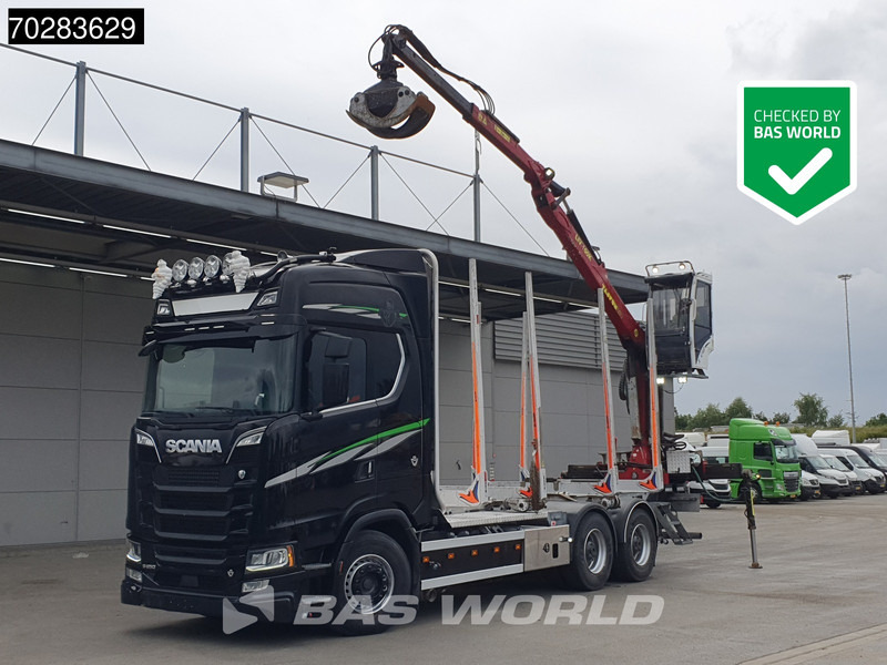 Scania S650 S 6X4 Tajfun LIV100K Kran Holztransport Retarder 3-Pedals Euro 6 - Камион за дрва, Камион со кран: слика 1 Scania S650 S 6X4 Tajfun LIV100K Kran Holztransport Retarder 3-Pedals Euro 6 - Камион за дрва, Камион со кран: слика 1