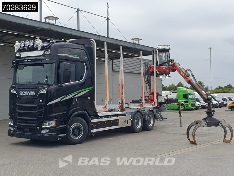 Камион за дрва, Камион со кран Scania S650 S 6X4 Tajfun LIV100K Kran Holztransport Retarder 3-Pedals Euro 6: слика 7
