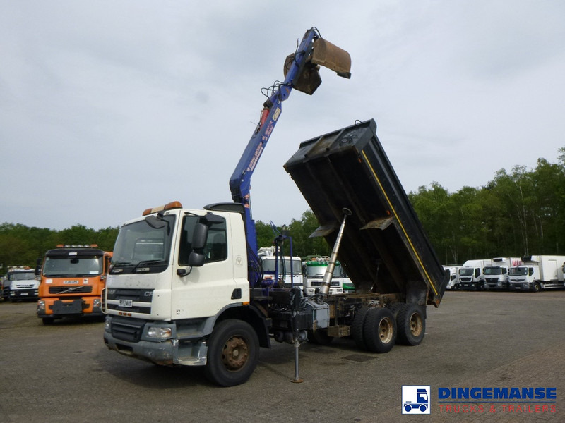 DAF CF 75.310 6x4 RHD tipper + HMF 1144 K-1 + grapple - Камион со кран: слика 1 DAF CF 75.310 6x4 RHD tipper + HMF 1144 K-1 + grapple - Камион со кран: слика 1