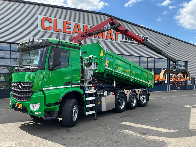 Mercedes-Benz Arocs 3743 8x4 Euro 6 HMF 19 Tonmeter Elektrisch/Hydraulisch aangedreven Z-kraan - Кипер, Камион со кран: слика 1 Mercedes-Benz Arocs 3743 8x4 Euro 6 HMF 19 Tonmeter Elektrisch/Hydraulisch aangedreven Z-kraan - Кипер, Камион со кран: слика 1