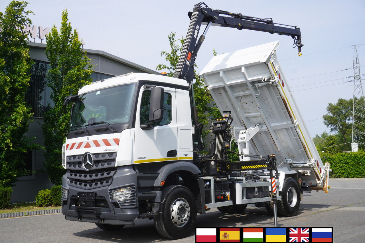 MERCEDES-BENZ Arocs 1833 / 87,000 km!!! / Hds HIAB X-DUO 128 B-2 / three-sided tipper - Камион со платформа, Камион со кран: слика 1 MERCEDES-BENZ Arocs 1833 / 87,000 km!!! / Hds HIAB X-DUO 128 B-2 / three-sided tipper - Камион со платформа, Камион со кран: слика 1