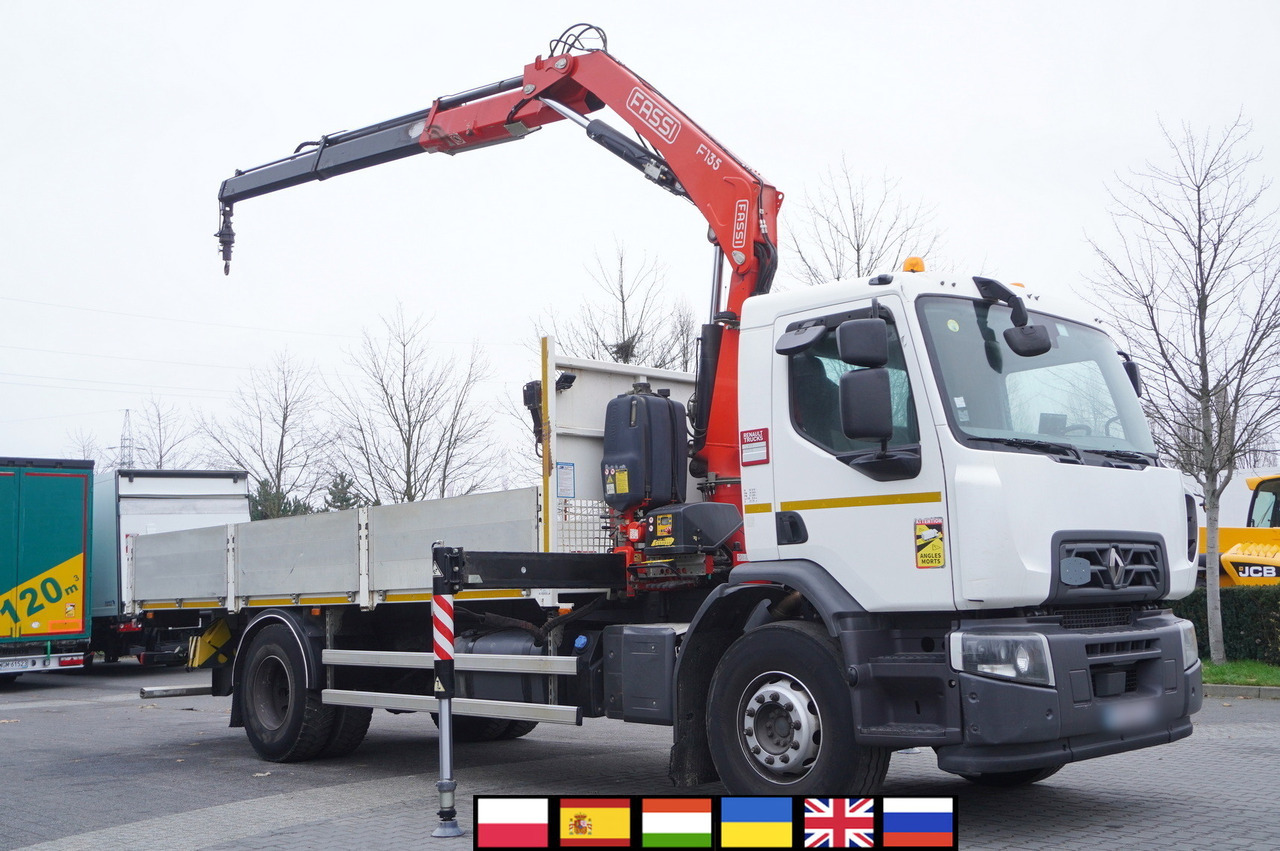 RENAULT C280 DTI 8 / FASSI crane 5.6 T / 560 MTH / range 8 m / Flatbed 15 EPAL - Камион со платформа, Камион со кран: слика 1 RENAULT C280 DTI 8 / FASSI crane 5.6 T / 560 MTH / range 8 m / Flatbed 15 EPAL - Камион со платформа, Камион со кран: слика 1