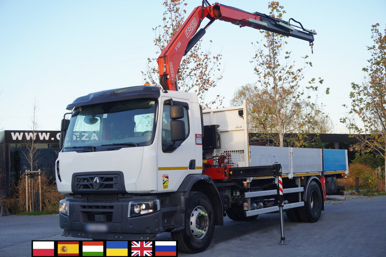 RENAULT C280 DTI 8 / FASSI crane 5.6 T / range 8 m / Flatbed 15 EPAL - Камион со кран: слика 1 RENAULT C280 DTI 8 / FASSI crane 5.6 T / range 8 m / Flatbed 15 EPAL - Камион со кран: слика 1