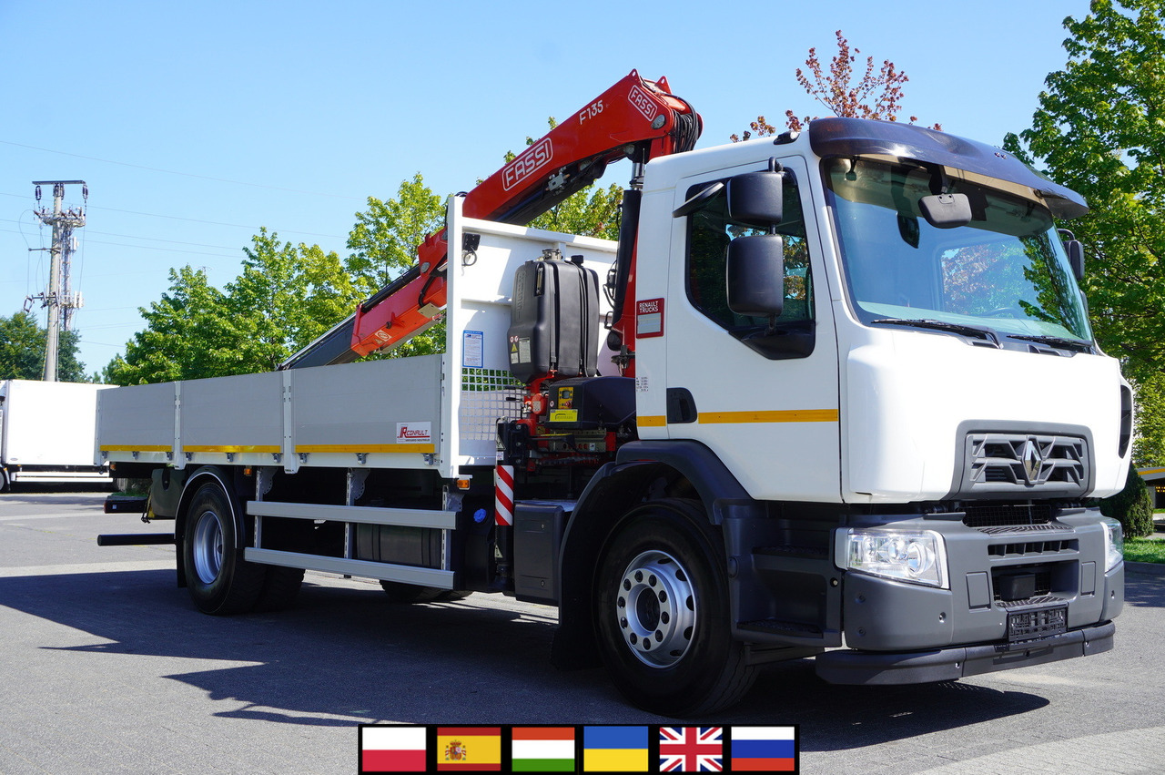 RENAULT C280 DTI 8 / FASSI crane 5.6 T / range 8 m / Flatbed 15 EPAL - Камион со платформа, Камион со кран: слика 1 RENAULT C280 DTI 8 / FASSI crane 5.6 T / range 8 m / Flatbed 15 EPAL - Камион со платформа, Камион со кран: слика 1