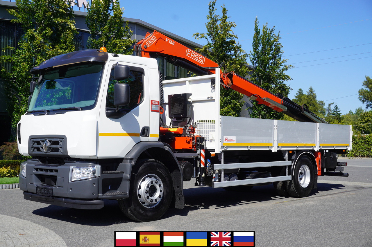 RENAULT C280 DTI 8 / FASSI crane 5.6 T / range 8 m / Flatbed 15 EPAL - Камион со платформа, Камион со кран: слика 1 RENAULT C280 DTI 8 / FASSI crane 5.6 T / range 8 m / Flatbed 15 EPAL - Камион со платформа, Камион со кран: слика 1