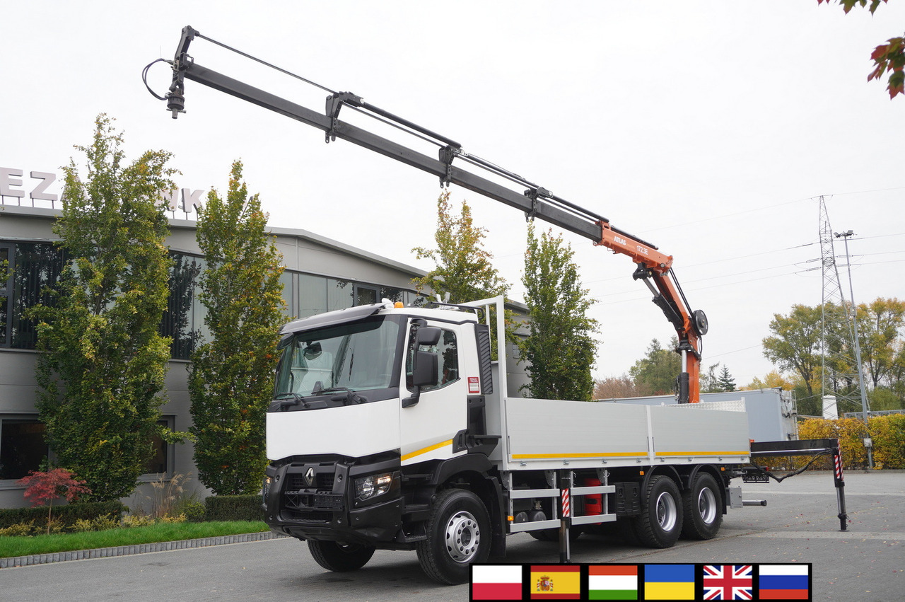 RENAULT C380 Comfort 6x4 / Atlas 172.3E crane / Range 12.3 m / capacity 6.1 t / Flatbed 17 EPAL - Камион со кран: слика 1 RENAULT C380 Comfort 6x4 / Atlas 172.3E crane / Range 12.3 m / capacity 6.1 t / Flatbed 17 EPAL - Камион со кран: слика 1