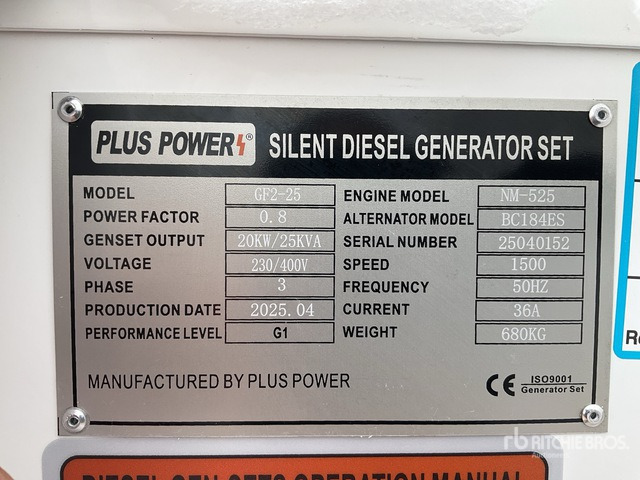 2025 Plus Power GF2-25 25 kVA (Unused) Generator Set - Генераторска поставка: слика 1 2025 Plus Power GF2-25 25 kVA (Unused) Generator Set - Генераторска поставка: слика 1
