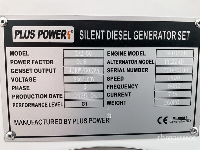 2025 Plus Power GF2-50 50 kVA (Unused) Generator Set - Генераторска поставка: слика 2 2025 Plus Power GF2-50 50 kVA (Unused) Generator Set - Генераторска поставка: слика 2