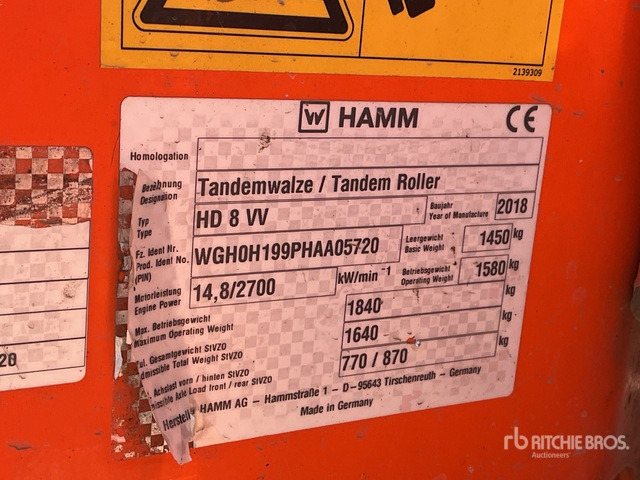 2018 Hamm HD8VV Double Drum Roller - Ваљак: слика 2 2018 Hamm HD8VV Double Drum Roller - Ваљак: слика 2