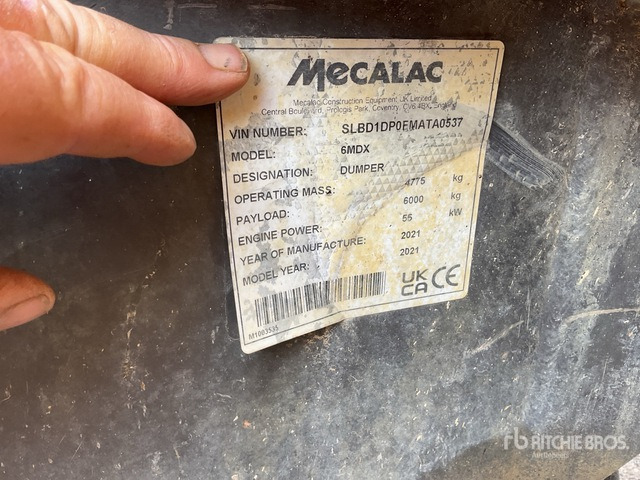 2021 Mecalac 6MDX Cabbed 6 Ton Dumper - Истоварувач: слика 1 2021 Mecalac 6MDX Cabbed 6 Ton Dumper - Истоварувач: слика 1