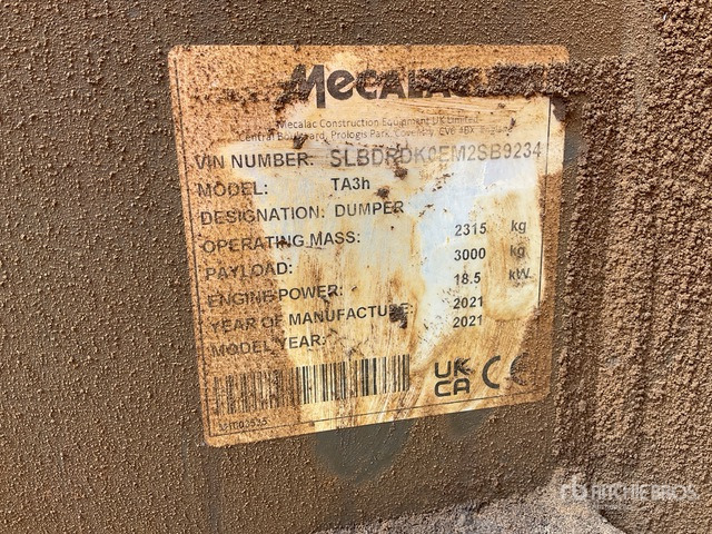 2021 Mecalac TA3H Hydrostatic Dumper - Истоварувач: слика 1 2021 Mecalac TA3H Hydrostatic Dumper - Истоварувач: слика 1