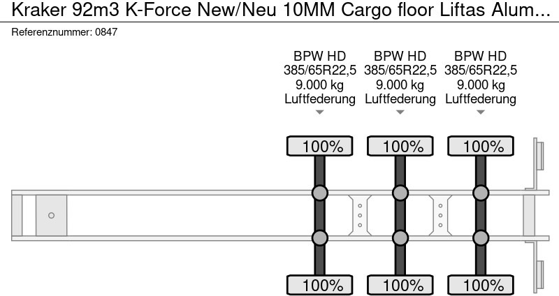 Нов Полуприколка со подвижен под за истовар kraker 92m3 K-Force New/Neu 10MM Cargo floor Liftas Aluminium velgen: слика 15