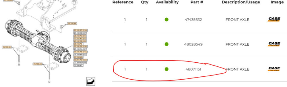 Case 48071151 - 48071150 - Предна оска за Градежна машина: слика 1 Case 48071151 - 48071150 - Предна оска за Градежна машина: слика 1