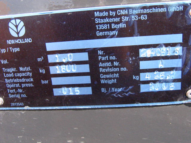 New Holland 2840515 - 2840587 - Корпа за натоварувач: слика 1 New Holland 2840515 - 2840587 - Корпа за натоварувач: слика 1