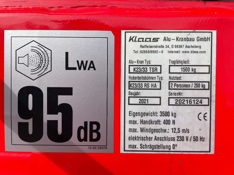 Klaas K 23/33 TSR - Кран за секакви терени: слика 3 Klaas K 23/33 TSR - Кран за секакви терени: слика 3
