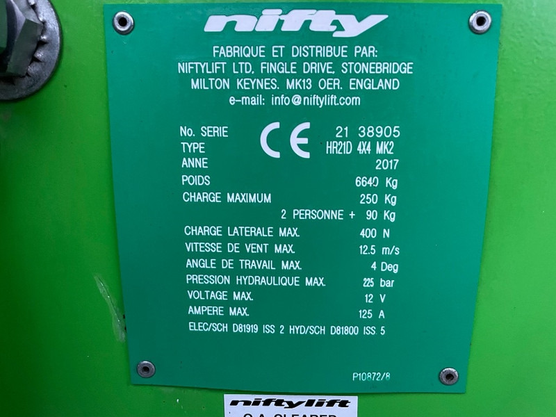 Niftylift HR 21 4x4 - Дигачка зглобна платформа: слика 3 Niftylift HR 21 4x4 - Дигачка зглобна платформа: слика 3