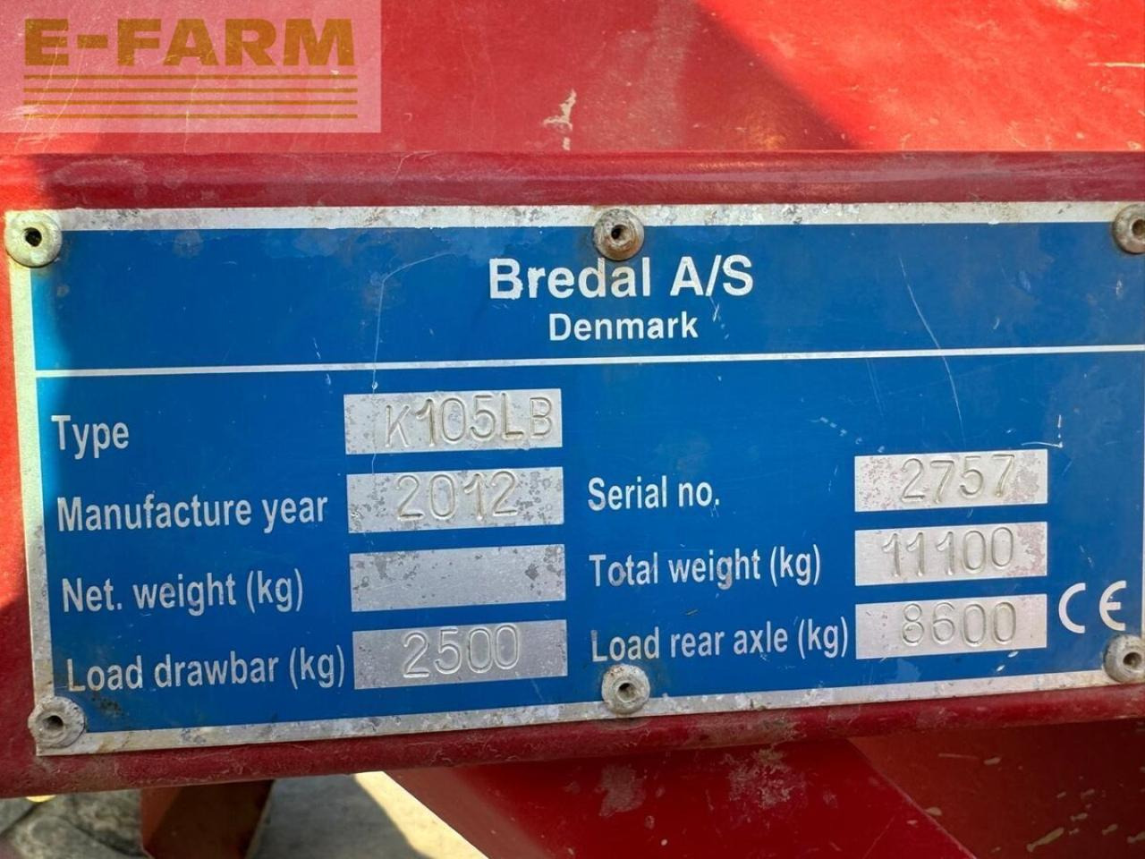 Bredal k105lb - Распрскувач на вештачко ѓубриво: слика 4 Bredal k105lb - Распрскувач на вештачко ѓубриво: слика 4
